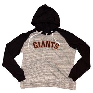 Majestic SF Giants Full Zip Hoodie Sweatshirt Black Gray Womens S NWOT